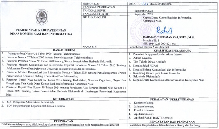 SOP Layanan Permohonan Usulan Akses Internet