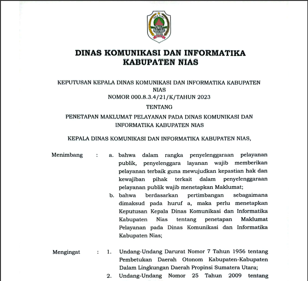 Penetapan Maklumat Pelayanan