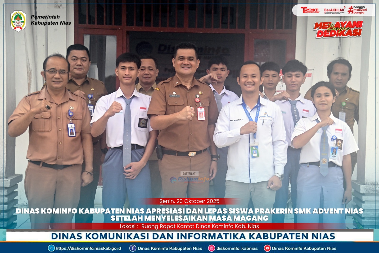 Dinas Kominfo Kabupaten Nias Apresiasi dan Lepas Siswa Prakerin SMK Advent Nias