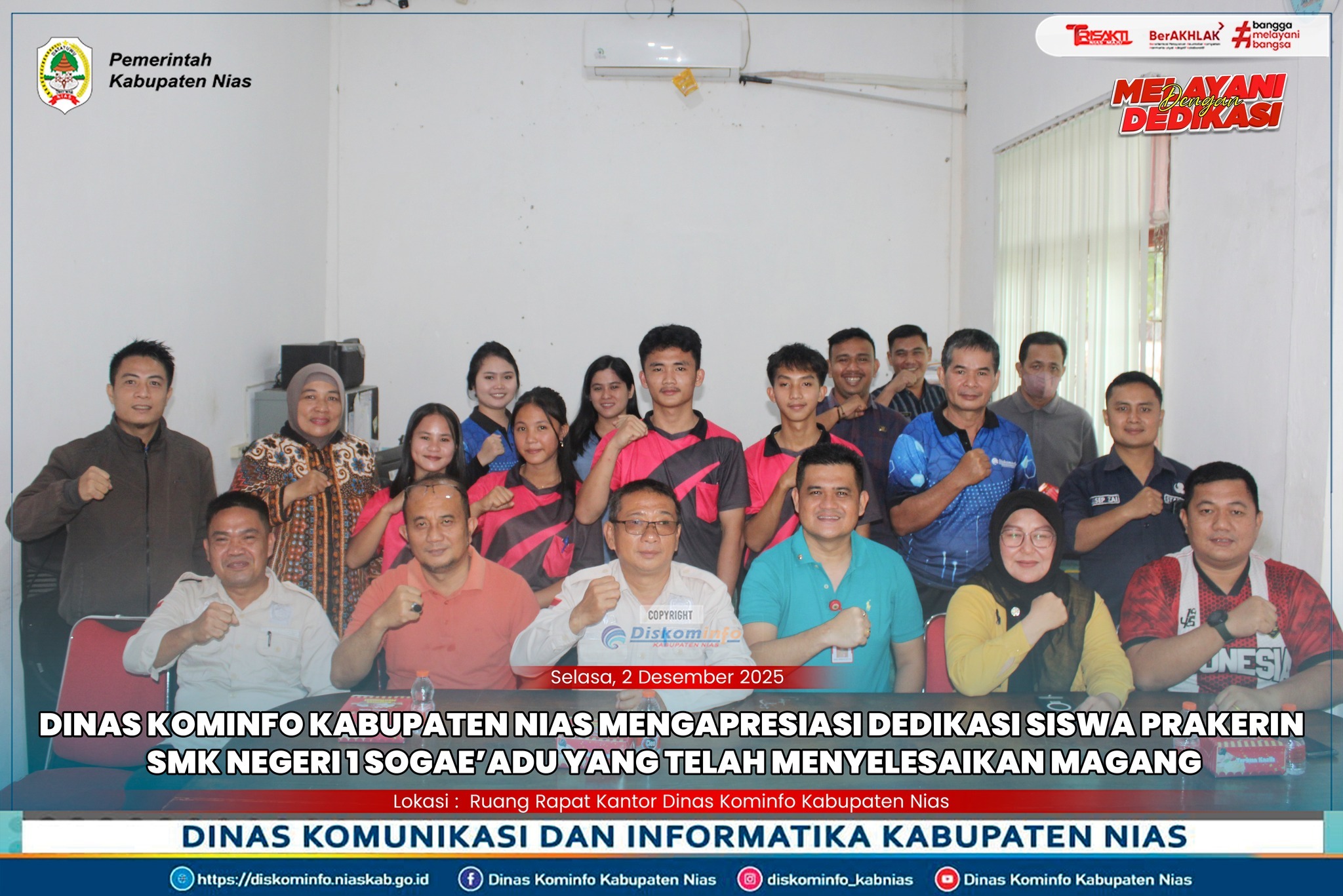 KADIS KOMINFO NIAS LEPAS SISWA PRAKERIN SMK NEGERI 1 SOGAEADU, APRESIASI KINERJA DAN ETOS KERJA