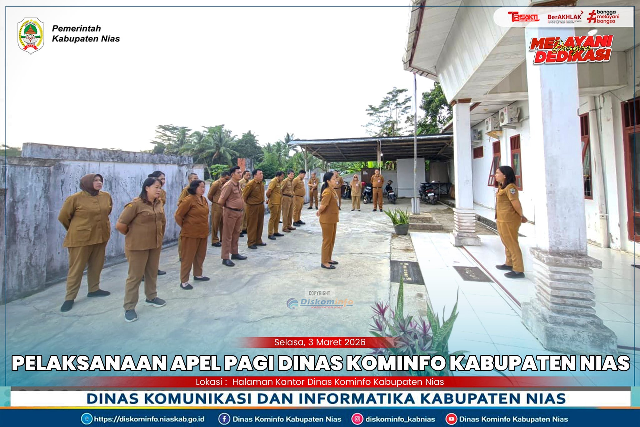 Pelaksanaan Apel Pagi Dinas Kominfo Kabupaten Nias, 03 Maret 2026