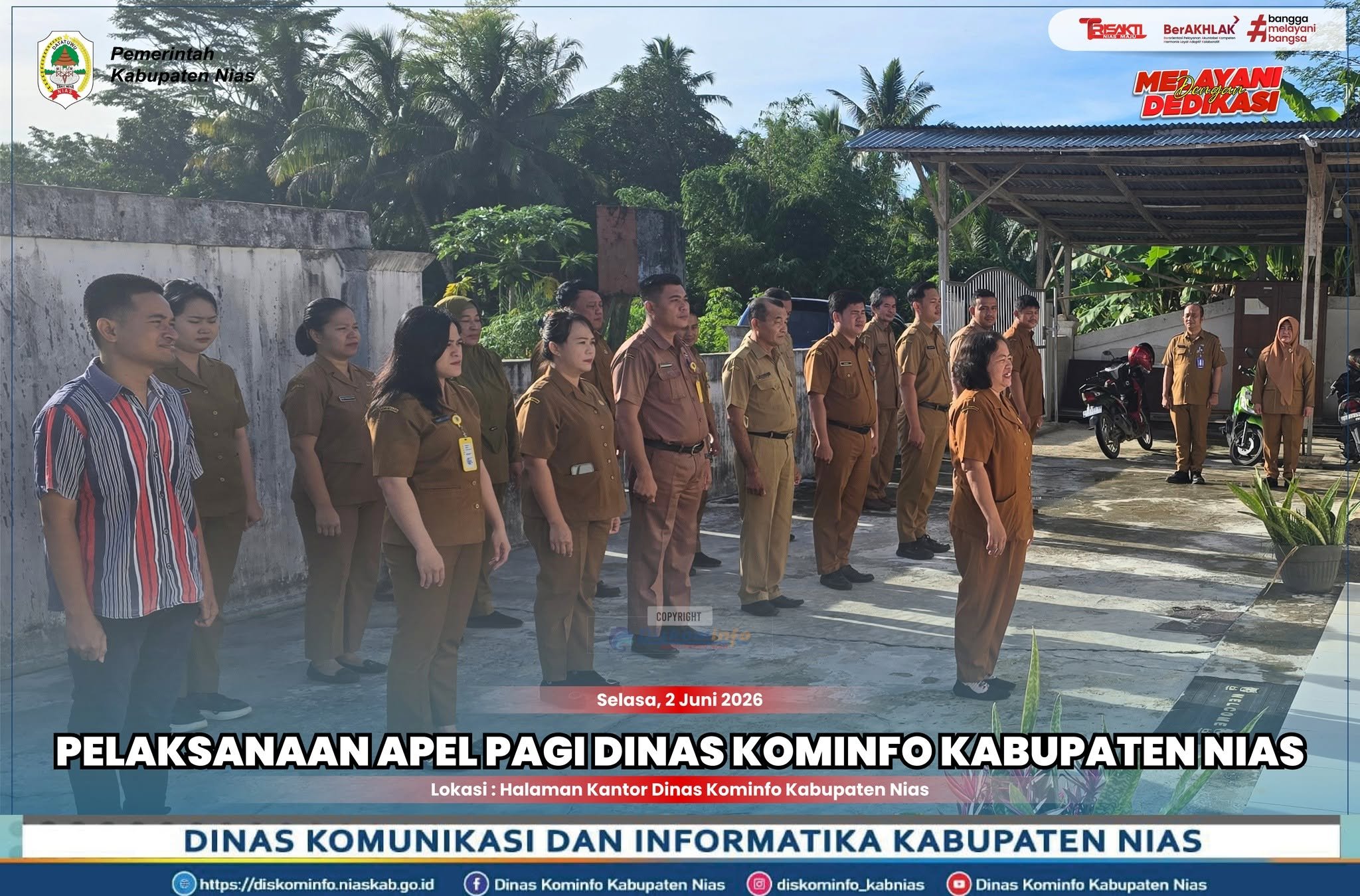 Pelaksanaan Apel Pagi Dinas Kominfo Kabupaten Nias, 02 Juni 2026