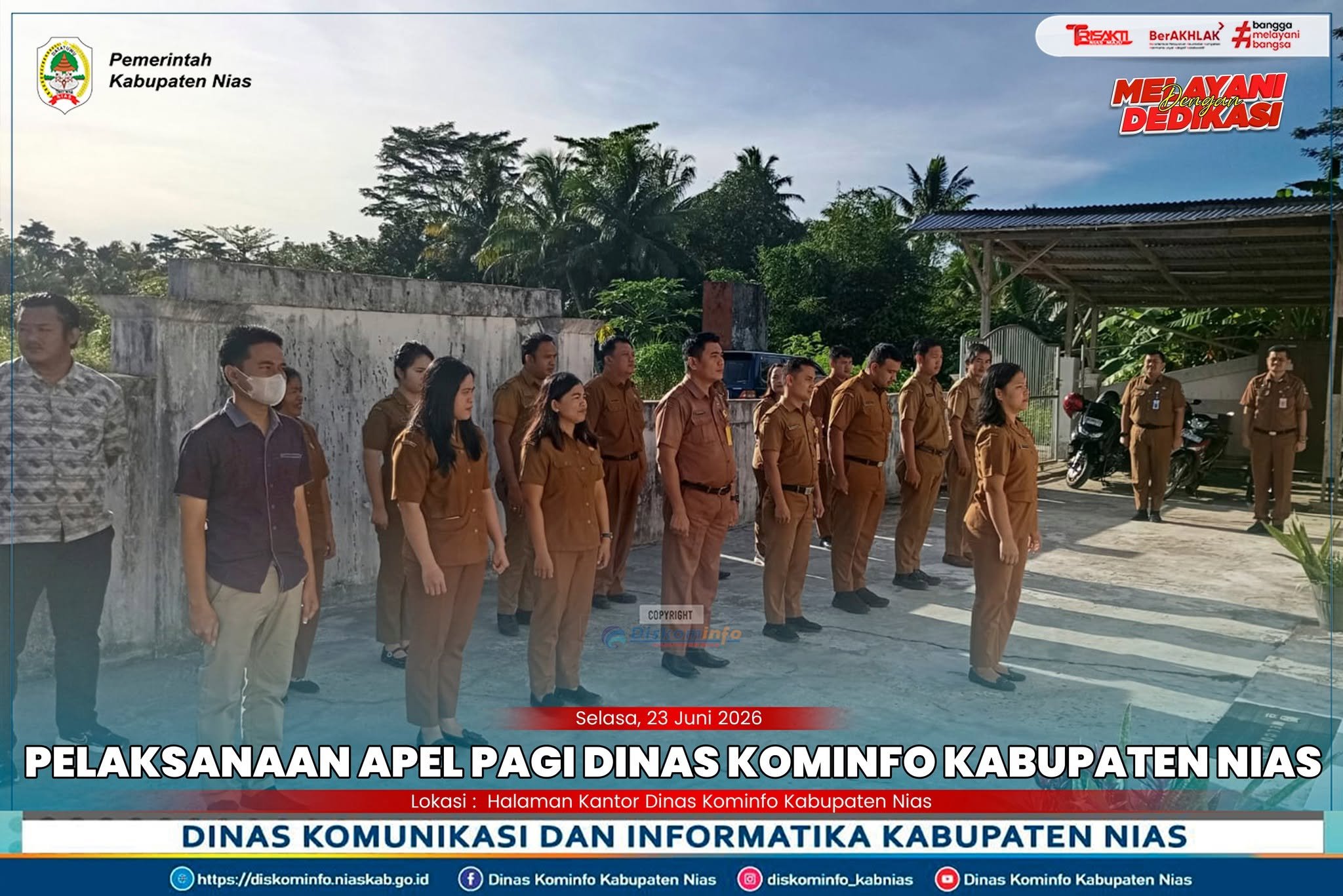 Pelaksanaan Apel Pagi Dinas Kominfo Kabupaten Nias, 23 Juni 2026 