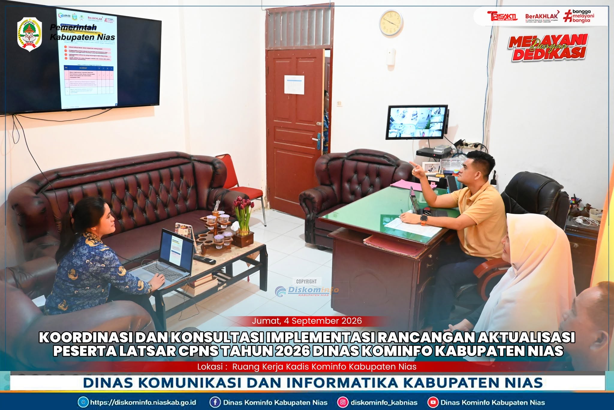 Peserta Latsar CPNS Tahun 2026 Dinas Kominfo Kabupaten Nias Laksanakan Koordinasi dan Konsultasi Implementasi Rancangan Aktualisasi