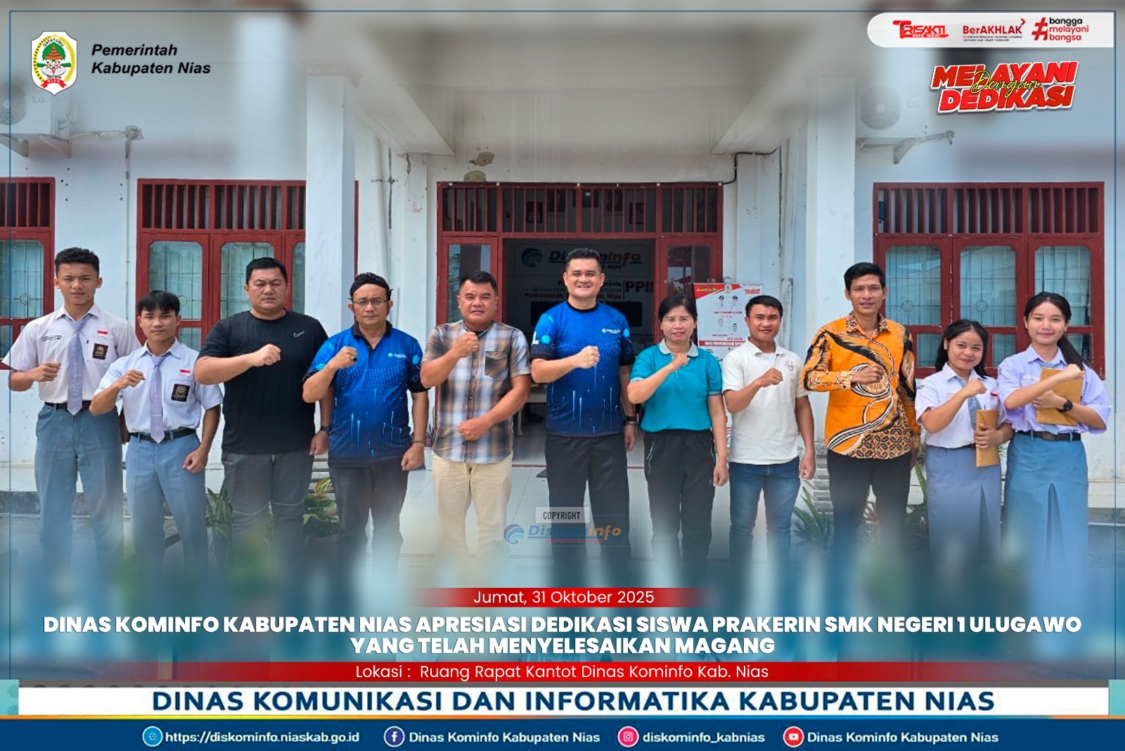 Dinas Kominfo Kabupaten Nias Apresiasi Dedikasi Siswa Prakerin SMK Negeri 1 Ulugawo yang Telah Menyelesaikan Magang