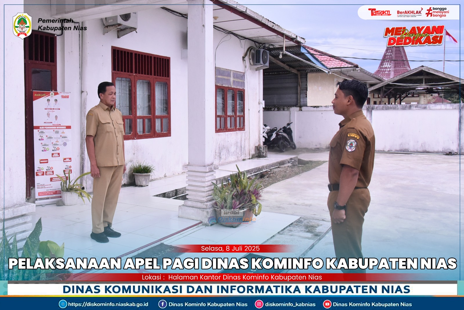 Pelaksanaan Apel Pagi Dinas Kominfo Kabupaten Nias pada hari Selas, 8 Juli 2025