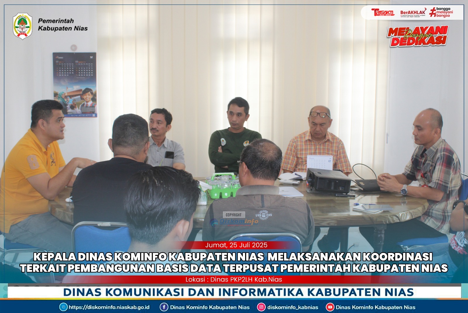 Kepala Dinas Kominfo Kabupaten Nias Melaksanakan koordinasi ke Dinas  Perumahan dan Kawasan Permukiman, Perhubungan serta Lingkungan Hidup Kabupaten Nias terkait pembangunan basis data terpusat pemerintah Kabupaten Nias