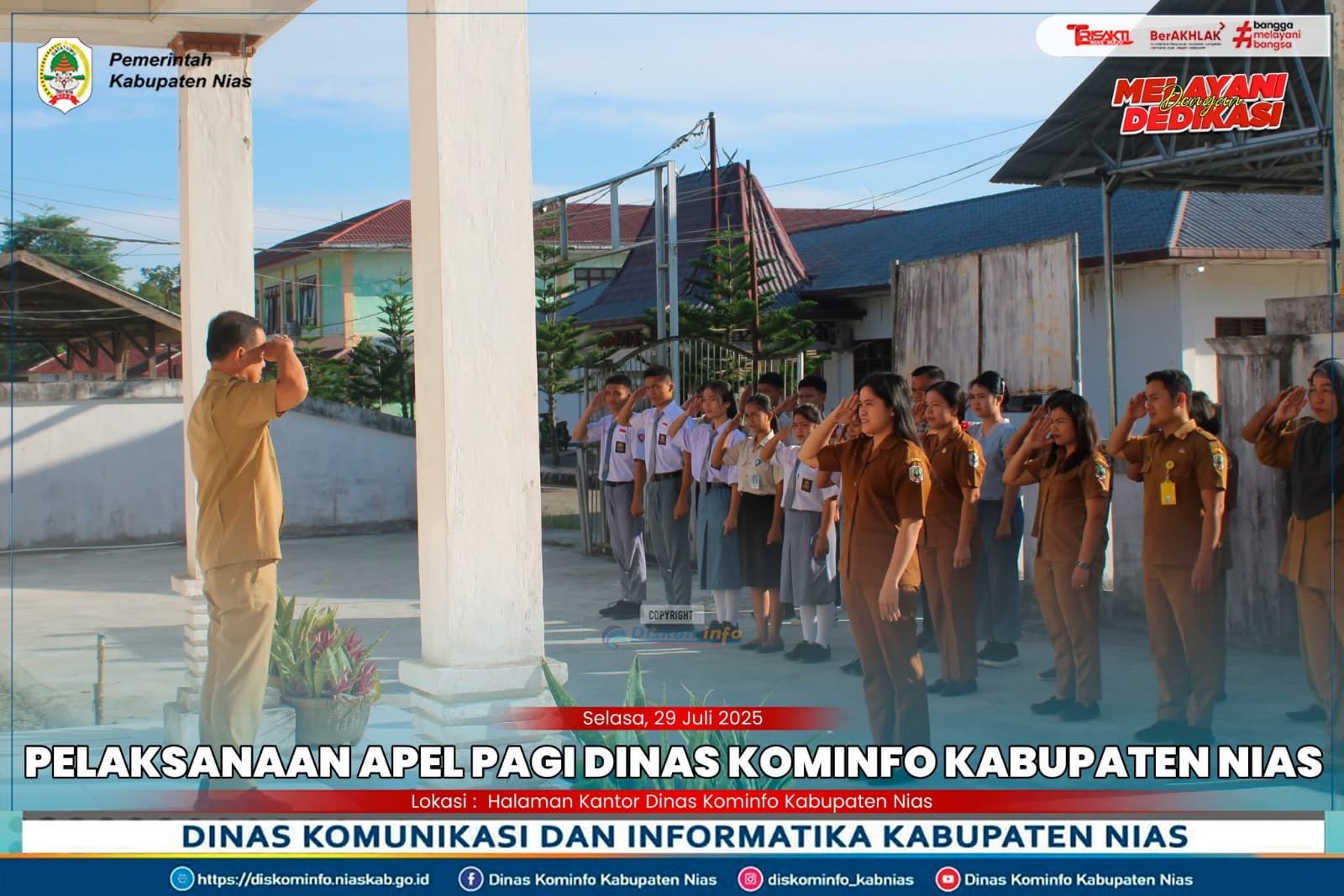 Pelaksanaan Apel Pagi Dinas Kominfo Kabupaten Nias pada hari Selasa, 29 Juli 2025