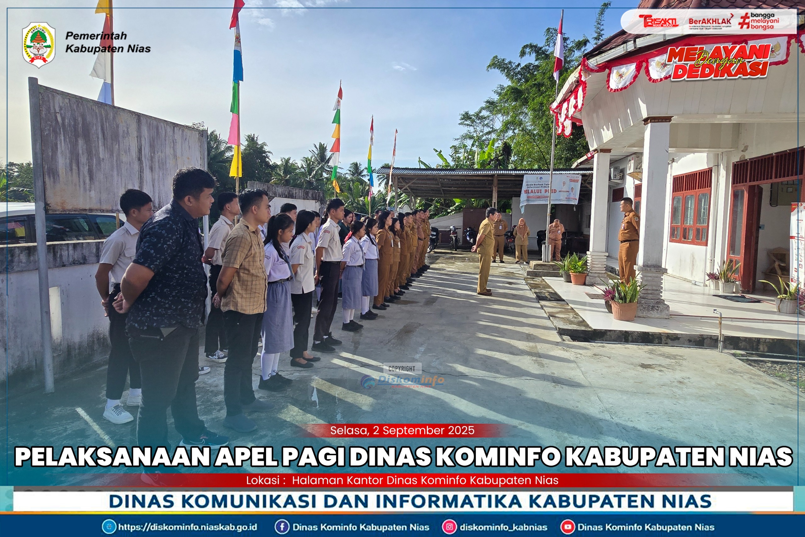 Pelaksanaan Apel Pagi Dinas Kominfo Kabupaten Nias pada hari Selasa, 02 September 2025