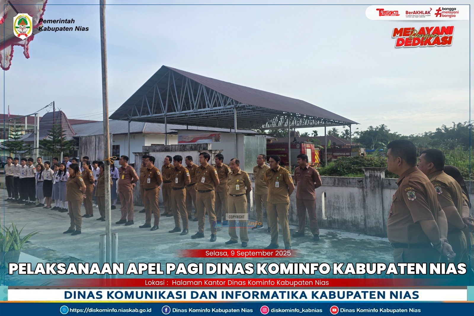 Pelaksanaan Apel Pagi Dinas Kominfo Kabupaten Nias pada hari Selasa, 09 September 2025