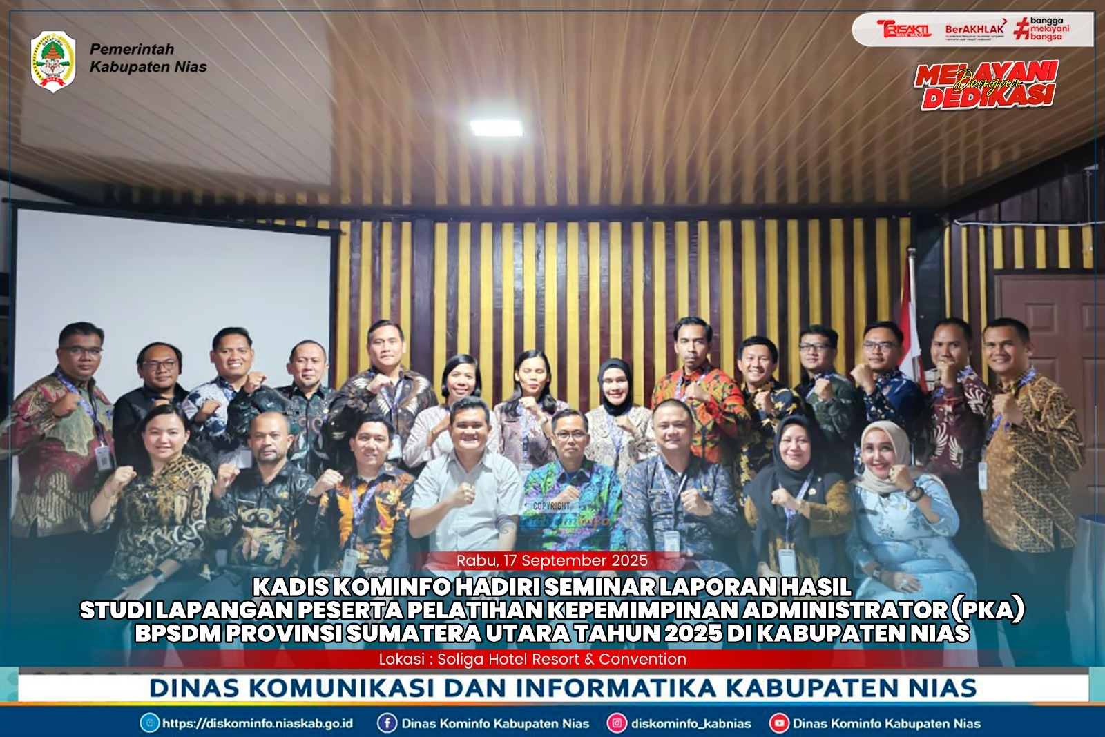 Kadis Kominfo Kab. Nias Hadiri Seminar Laporan Hasil Studi Lapangan Pelatihan Kepemimpinan Administrator (PKA) BPSDM Provinsi Sumatera Utara Tahun 2025